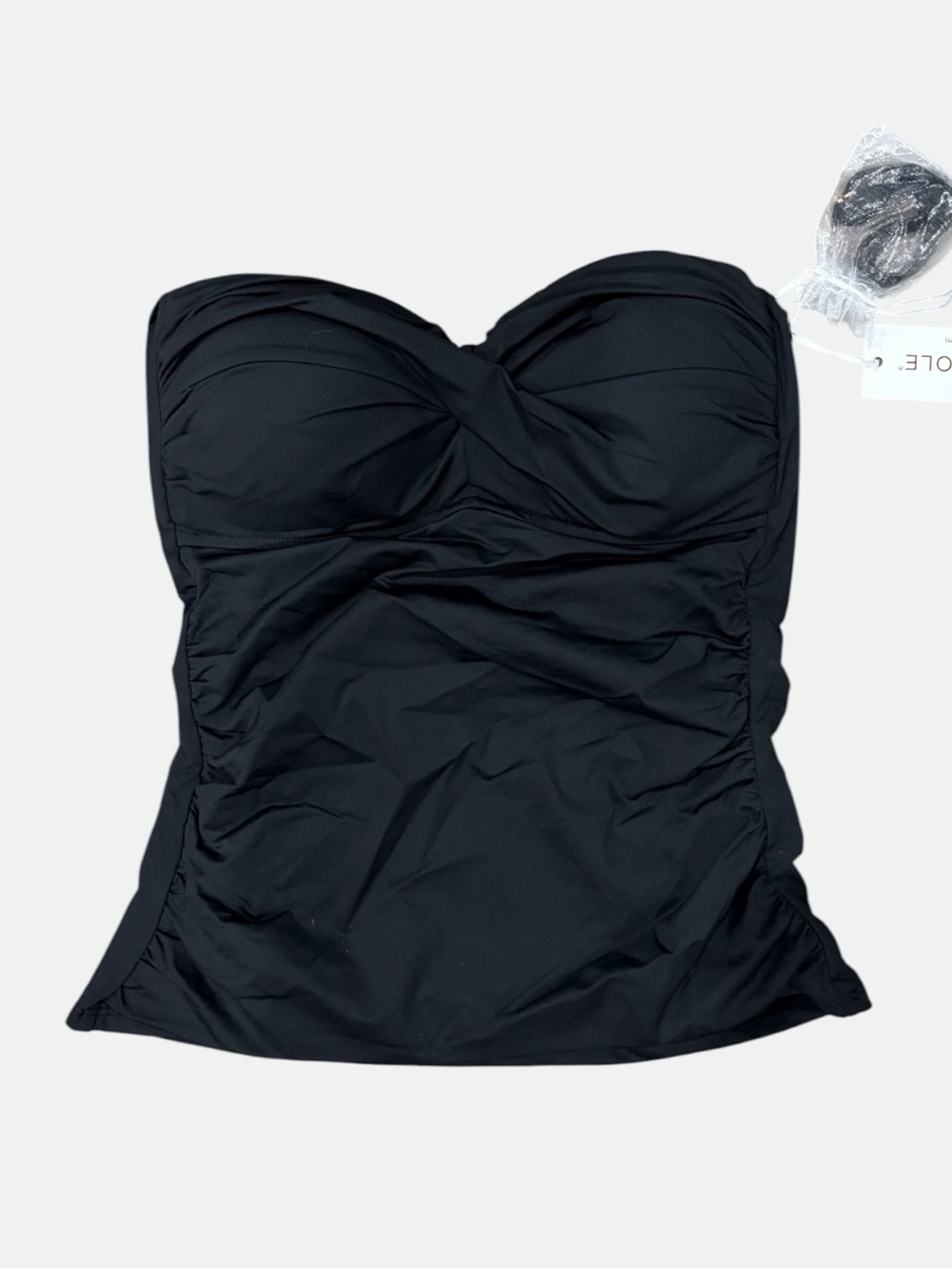Anne Cole Black Strapless Twist-Detail Bandeau Swim Top